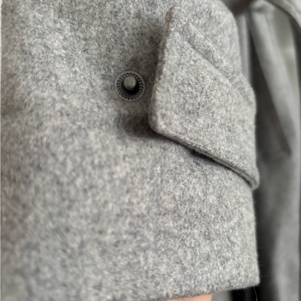 Theory Classic Heathered Gray Wool Cashmere Trench Coat M - Picture 10 of 15